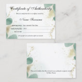 Greenery Certificaat van Authenticiteit Kunstwerk  (Voorkant / Achterkant)