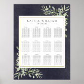 Greenery Chalkboard Wedding Seating Chart Poster (Voorkant)