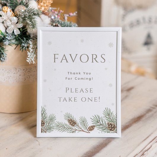 Greenery Christmas Winter Shower Favors Poster