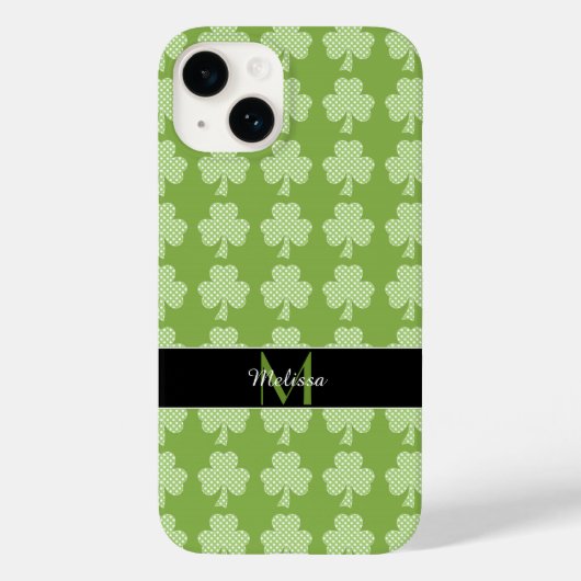 Greenery Clover Polka stipt Patrick's Day Monogram Case-Mate iPhone Case (Achterkant)