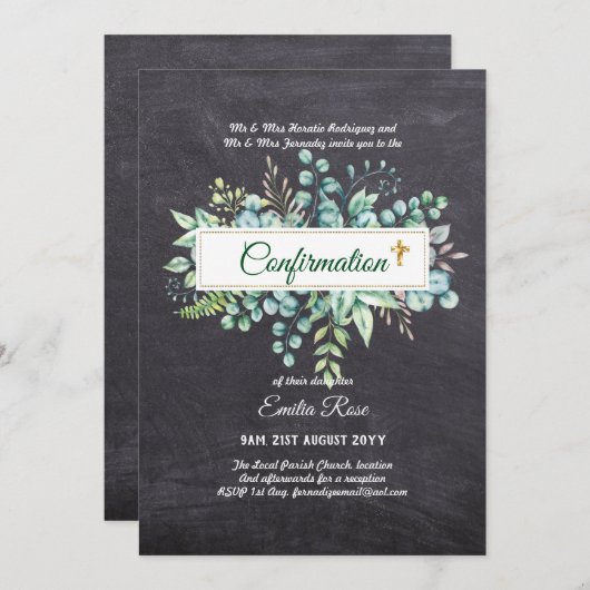 Greenery CONFIRMATION nodigt Moderne Dubbelzijdig  Kaart (Voorkant / Achterkant)