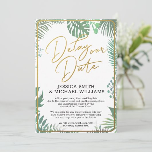Greenery Coronavirus Delay The Date Kaart (Staand voorkant)