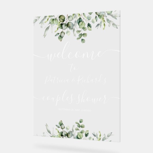 Greenery Couples Douche Welkom Acryl Bord (Hoek)