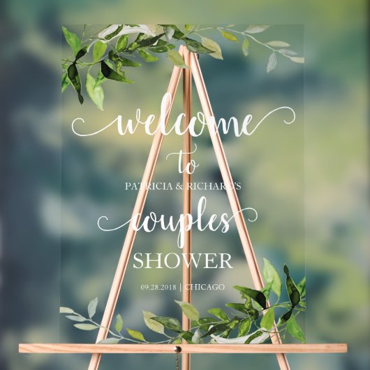 Greenery Couples Douche Welkom Acryl Bord (Neutraal)