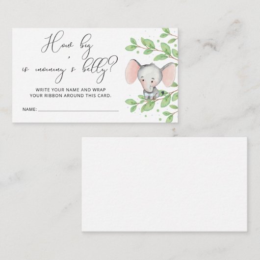 Greenery Cute Elephant Hoe groot is mama's Belly Informatiekaartje (Voorkant / Achterkant)