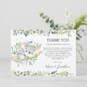 Greenery Cute Koala Gender Neutral Baby shower  Bedankkaart (Staand voorkant)