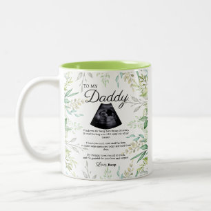 Greenery Dad wordt Bump Poem Leaf Waterverf Tweekleurige Koffiemok
