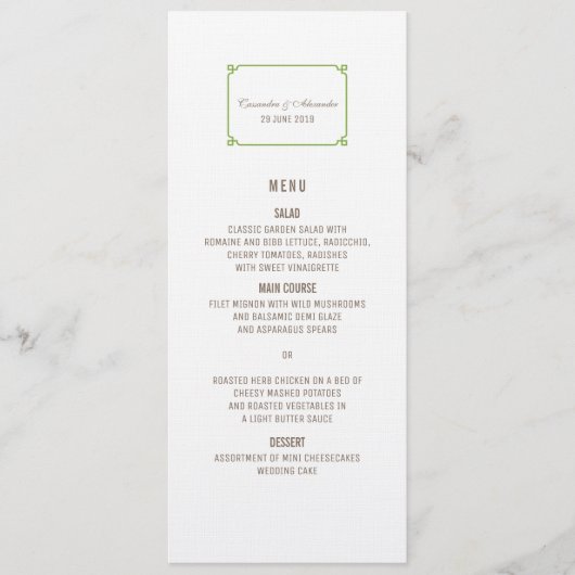 Greenery Deco Chic Wedding Menu (Voorkant)