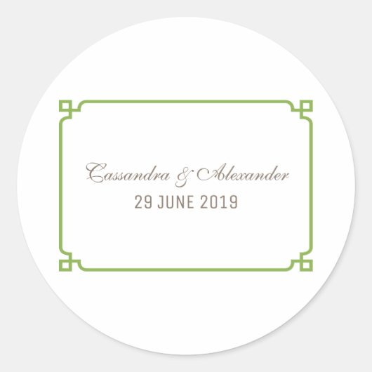 Greenery Deco Chic Wedding Ronde Sticker (Voorkant)