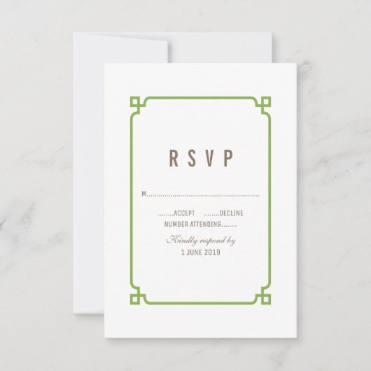 Greenery Deco Chic Wedding RSVP Kaartje (Voorkant)