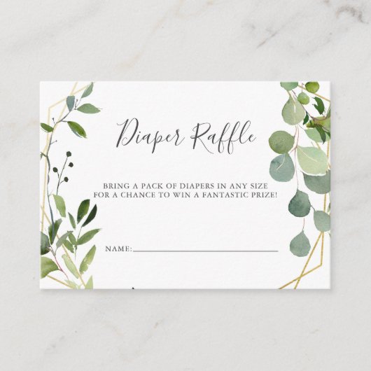 Greenery Diaper Raffle Baby shower Enclosure Card Informatiekaartje (Voorkant)