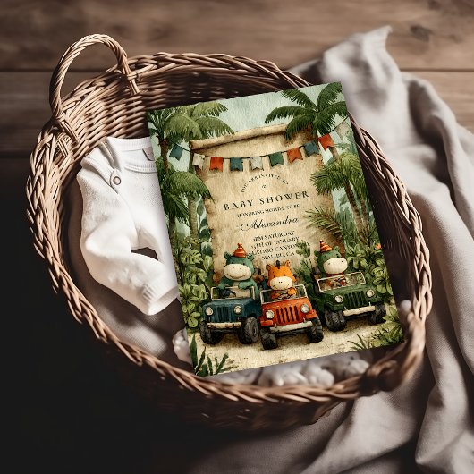 Greenery Dino Baby Shower Kaart