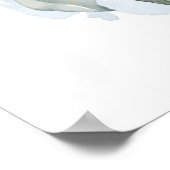 Greenery Dusty Blue Elegant Wedding Welkom Poster (Hoek)