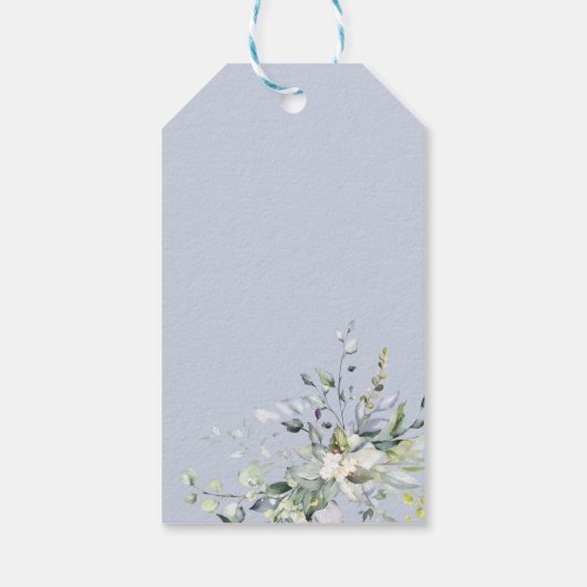 Greenery Dusty Blue Vrijgezellenfeest Cadeaulabel (Achterkant)