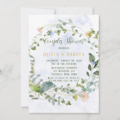 Greenery Dusty Blue Wildflower Couples Shower Kaart (Voorkant)