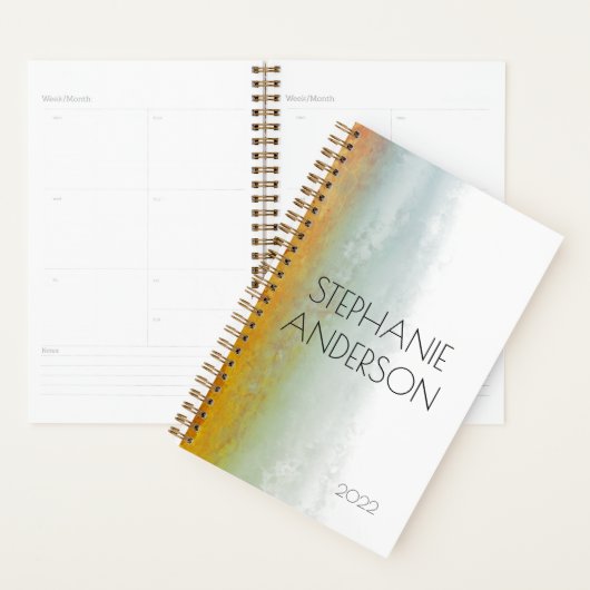 Greenery Earthy Brown Waterverf Abstract Planner (Display)