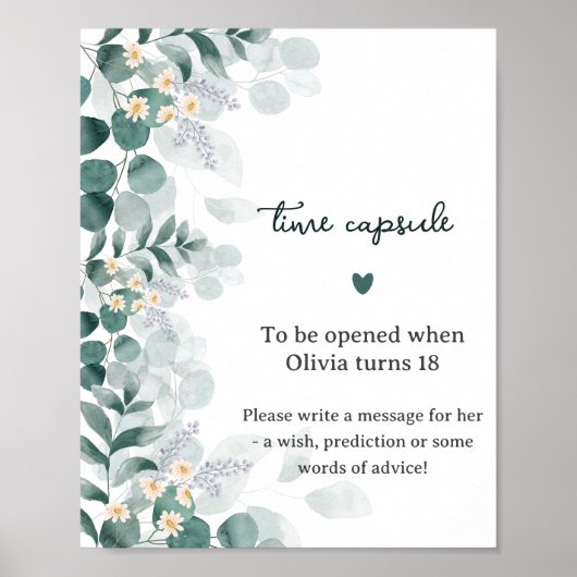 Greenery Elegant Eucalyptus Time Capsule Poster (Voorkant)