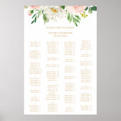 Greenery Elegant Floral Alfabetical Seat Chart Poster (Voorkant)