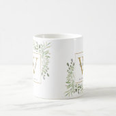 Greenery Elegant Gold Personalized Monogram Koffiemok (Center)