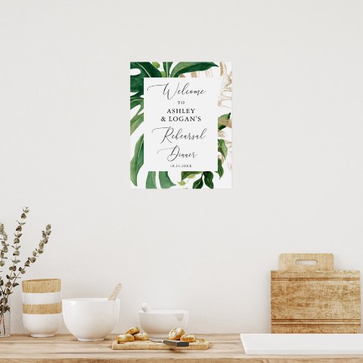 Greenery Elegant Rehearsal Dinner Welcome Poster (Keuken)