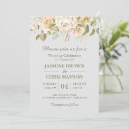 Greenery Elegant Rustic Floral Wedding Invitation Kaart