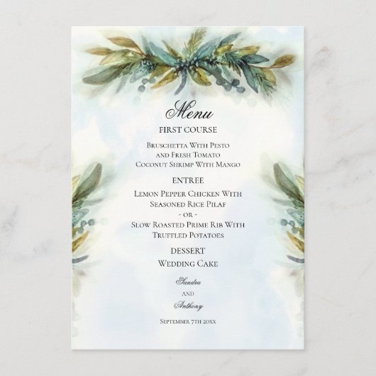 Greenery Elegant Wedding Menu (Voorkant)