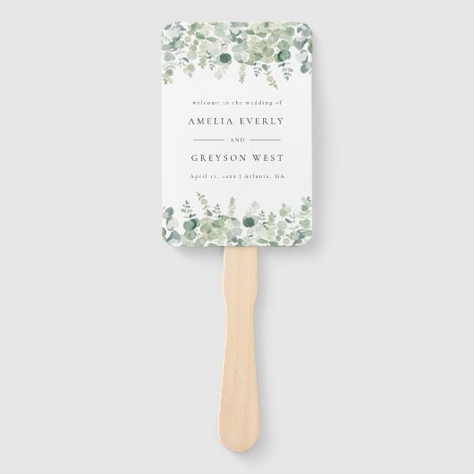 Greenery Elegant Wedding Program Fans Handwaaier (Voorkant)