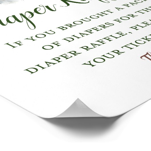 Greenery Elephant Diaper Raffle Sign Poster (Hoek)