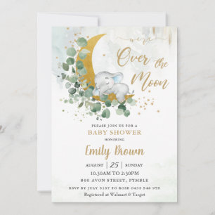 Greenery Elephant Over het Baby shower van de Moon Kaart
