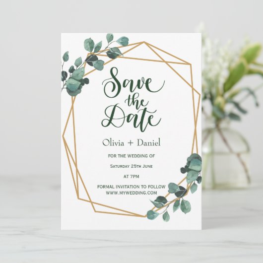 Greenery Elopement Save The Date Invitation Kaart (Staand voorkant)
