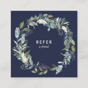 Greenery en Blue Floral Aanbevelingskaartje