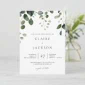 Greenery en Eucalyptus Modern Wedding Invitation Kaart (Staand voorkant)