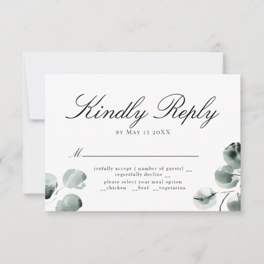 Greenery en Eucalyptus Scripted RSVP (Voorkant)