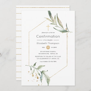Greenery en Gold Glitter Geometric Bevestiging Kaart