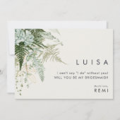 Greenery en Gold | Kaart Navy Bridesmaid-voorstel (Achterkant)