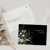 Greenery en Gold Leaf Black Wedding Hartelijk dank Briefkaart