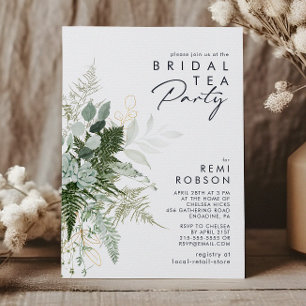 Greenery en Gold Leaf Bridal Tea Party Invitation Kaart