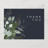 Greenery en Gold Leaf Dark Navy Weddenschap Hartel Briefkaart (Voorkant)