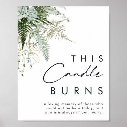 Greenery en Gold Leaf Deze kaars brandt Poster (Voorkant)