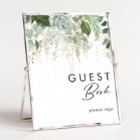 Greenery en Gold Leaf Guest Book Sign
