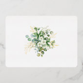 Greenery en Gold Leaf horizontaal sparen de Datum Folie Uitnodiging (Achterkant)