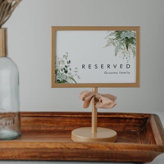Greenery en Gold Leaf Reserved Sign