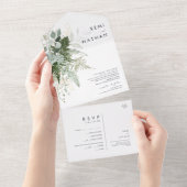 Greenery en Gold Leaf Seal and Send All In One Uitnodiging (Afscheurbaar)