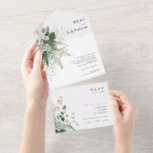 Greenery en Gold Leaf Simple Seal en Send All In One Uitnodiging (Afscheurbaar)