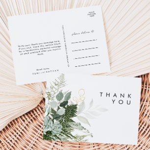 Greenery en Gold Leaf Wedding Hartelijk dank Brief Briefkaart