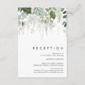 Greenery en Gold Leaf Wedding Reception Kaart (Voorkant)