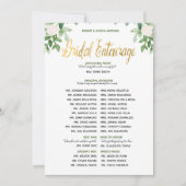 Greenery en Gold Simple Wedding Entourage Kaart (Voorkant)