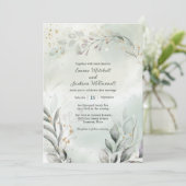 Greenery en Gold Wedding Kaart (Staand voorkant)