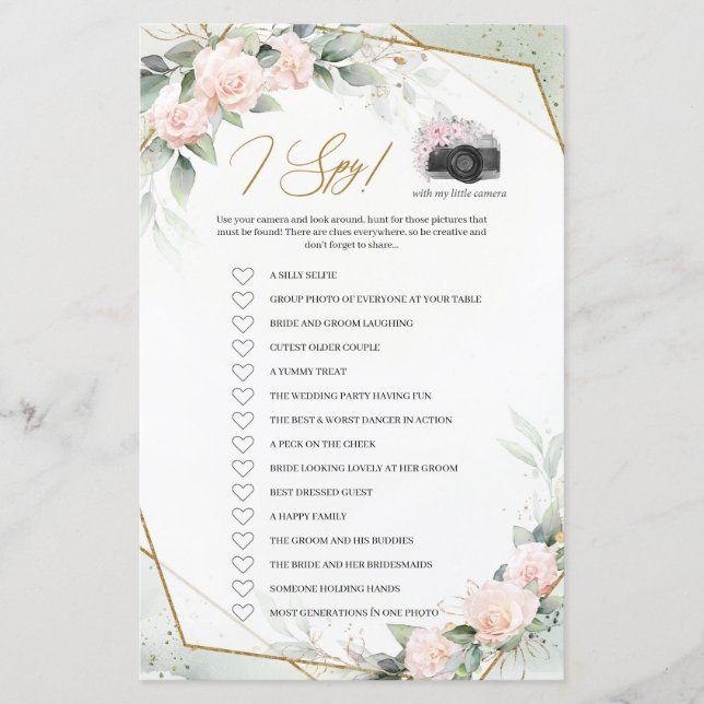 Greenery en gouden bloemen I Spy game (Voorkant)