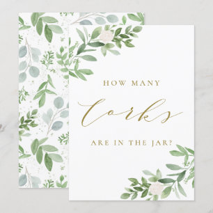 Greenery en White Flowers Hoeveel kurken onderteke Kaart